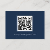 Moderne Elegant Navy Blue QR Code Hochzeitsdetails Begleitkarte (Rückseite)