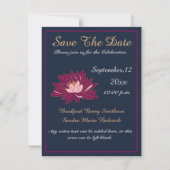 Moderne Elegant Navy Blue und Burgundy Pink Floral Save The Date (Vorderseite)