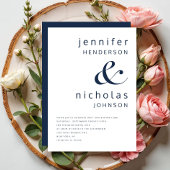 Moderne Elegant Navy Blue Wedding Einladung