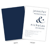 Moderne Elegant Navy Blue Wedding Einladung