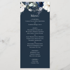 Moderne Elegant Navy Blue Wedding Menükarte