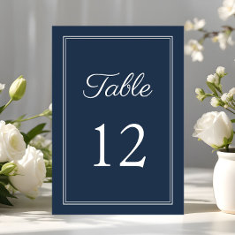 Moderne Elegant Navy Blue Wedding Tischnummer