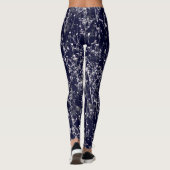 Moderne Elegant Navy Blue Wildblumen Leggings (Rückseite)