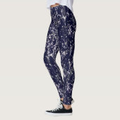 Moderne Elegant Navy Blue Wildblumen Leggings (Links)