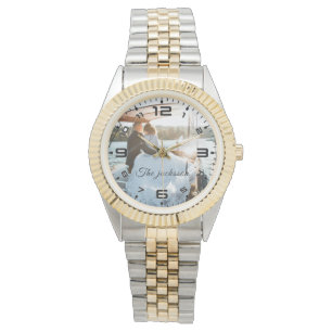 Moderne Elegant New Wed Wedding Foto Jahrestag Armbanduhr