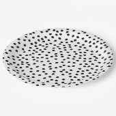 Moderne Elegant Polka Punkte Schwarz-Weiß Pappteller (Schrägansicht)