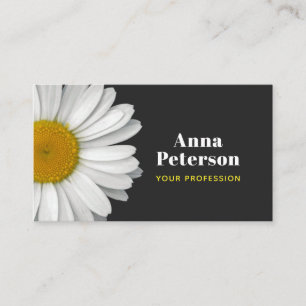 Moderne Elegant Retro Daisy Black Yellow Visitenkarte