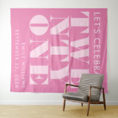 Moderne Elegant Rosa Fett Typografie 21. Geburtsta Wandteppich (Beispiel (Horizontal))