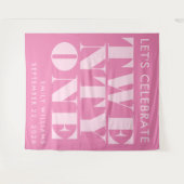 Moderne Elegant Rosa Fett Typografie 21. Geburtsta Wandteppich (Vorderseite (Horizontal))