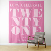 Moderne Elegant Rosa Fett Typografie 21. Geburtsta Wandteppich (Beispiel)