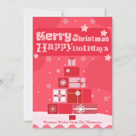 Moderne Elegant Rosa Rosa Frohe Weihnachten (Vorderseite)