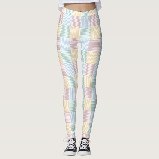 Moderne Elegant Rosa Rose Blau Gelb Weiß Leggings (Vorderseite)