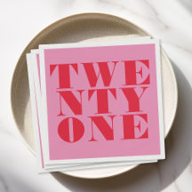 Moderne Elegant Rosa Rot Bold 21. Geburtstag