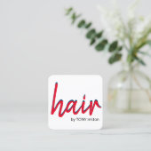 Moderne Elegant Rot Blauer Haar Stylist Quadratische Visitenkarte (Stehend Vorderseite)