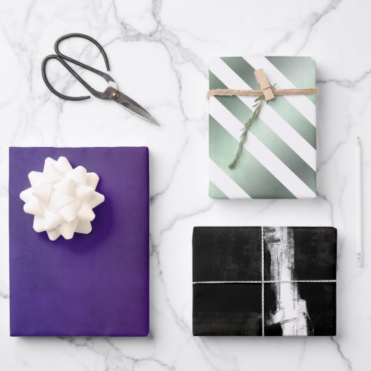 Moderne Elegant rustikal Abstrakt und gestreift Geschenkpapier Set (Vorderseite)