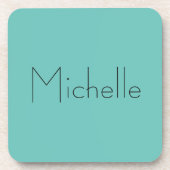 Moderne Elegant schlicht Blau Ihr Name Getränkeuntersetzer (Vorderseite)