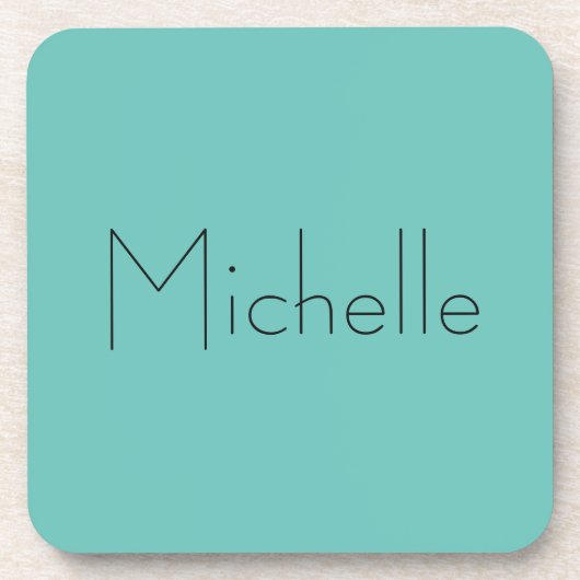 Moderne Elegant schlicht Blau Ihr Name Getränkeuntersetzer (Vorderseite)