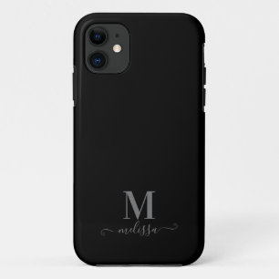Moderne Elegant Schwarz und Grau Mit Monogramm Case-Mate iPhone Hülle