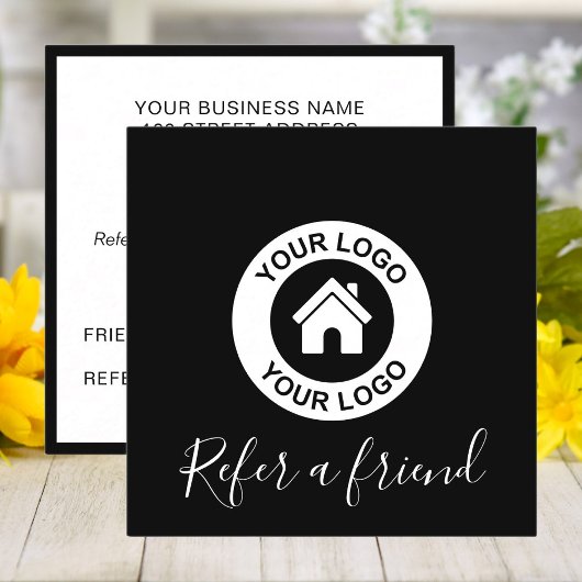 Moderne Elegant Schwarz und Weiß Empfehlungskarte