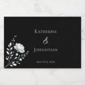 Moderne Elegant Schwarz und Weiß Schaumweinetikett (Einzelnes Label)