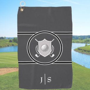 Moderne Elegant Schwarz und Weiß Stilvoll Mit Mono Golfhandtuch