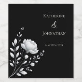 Moderne Elegant Schwarz und Weiß Weinetikett (Einzelnes Label)