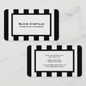 Moderne Elegant Schwarz-weiß gestreift Visitenkarte (Vorne/Hinten)