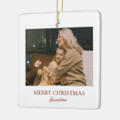 Moderne Elegant Script Frohe Weihnachten Grandma Keramikornament (Links)