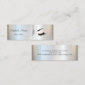Moderne Elegant, Silberpinselschlag, Lashes, Makeu Mini Visitenkarte (Vorne/Hinten)