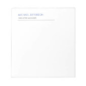 Moderne Elegant Simple Blue White Notizblock (Vorderseite)