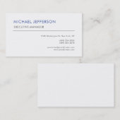 Moderne Elegant Simple Blue White Visitenkarte (Vorne/Hinten)