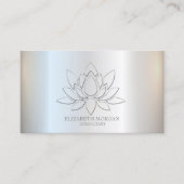 Moderne Elegant Simple Lotus Silver Metallic Visitenkarte (Vorderseite)