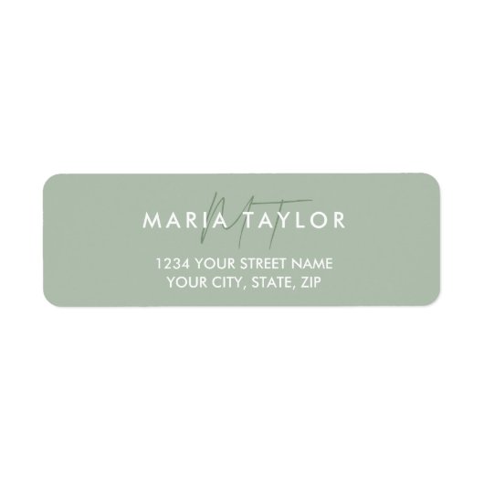 Moderne Elegant Simple Monogram Stylish Sage (Vorne)