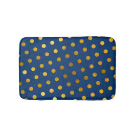 Moderne Elegant Simple Navy Blue & Gold Polka Dots Badematte