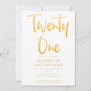 Moderne Elegant Simple White 21 Geburtstagsparty Einladung