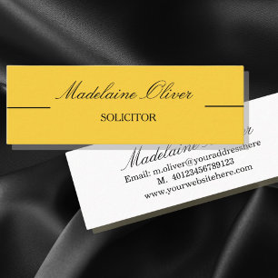 Moderne Elegant Solicitor Beruflich Gelb Mini Visitenkarte