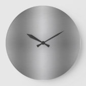 Moderne Elegant Solid Metallic Silver Gray Große Wanduhr (Vorderseite)