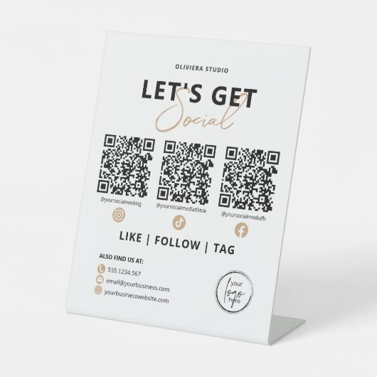 Moderne Elegant - Sozialer QR-Code Sockelschild (Vorderseite)