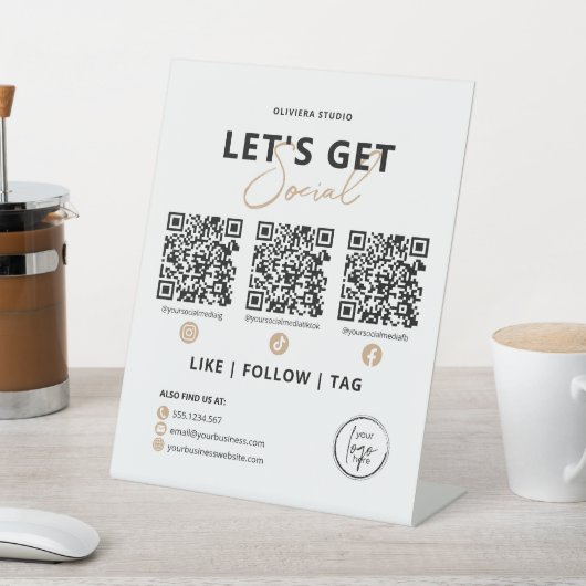 Moderne Elegant - Sozialer QR-Code Sockelschild (In SItu)