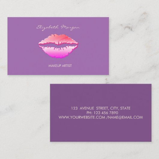 Moderne Elegant Stillips, Schminkkünstler Visitenkarte (Vorne/Hinten)