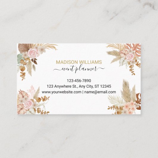 Moderne Elegant Stilvoll Boho Botanische Flora Visitenkarte (Rückseite)