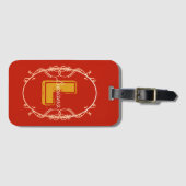 Moderne Elegant Stilvolle Girly Red Monogram Trave Gepäckanhänger (Vorderseite (Horizontal))