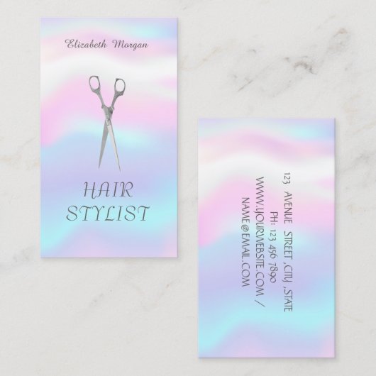 Moderne Elegant Stilvolle Holographie ,Scheren Visitenkarte (Vorne/Hinten)