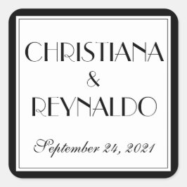 Moderne Elegant Stilvolle Roaring 20er Hochzeit Quadratischer Aufkleber