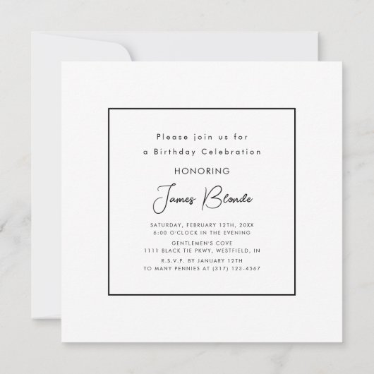 Moderne Elegant Unisex Fiftieth Birthday Party Einladung (Rückseite)