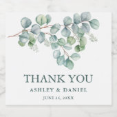 Moderne Elegant Wedding Eukalyptus Greenery Schaumweinetikett (Einzelnes Label)