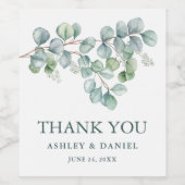 Moderne Elegant Wedding Eukalyptus Greenery Weinetikett (Einzelnes Label)