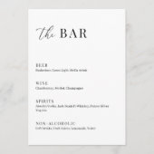 Moderne Elegant Wedding The Bar Menu Sign (Vorderseite)