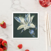 Moderne Elegant Weiß und Blauer Lilie Wasserfarben Serviette (Beispiel)