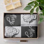 Moderne Elegant White Black Santa Merge Weihnachte Seidenpapier (Geschenk)